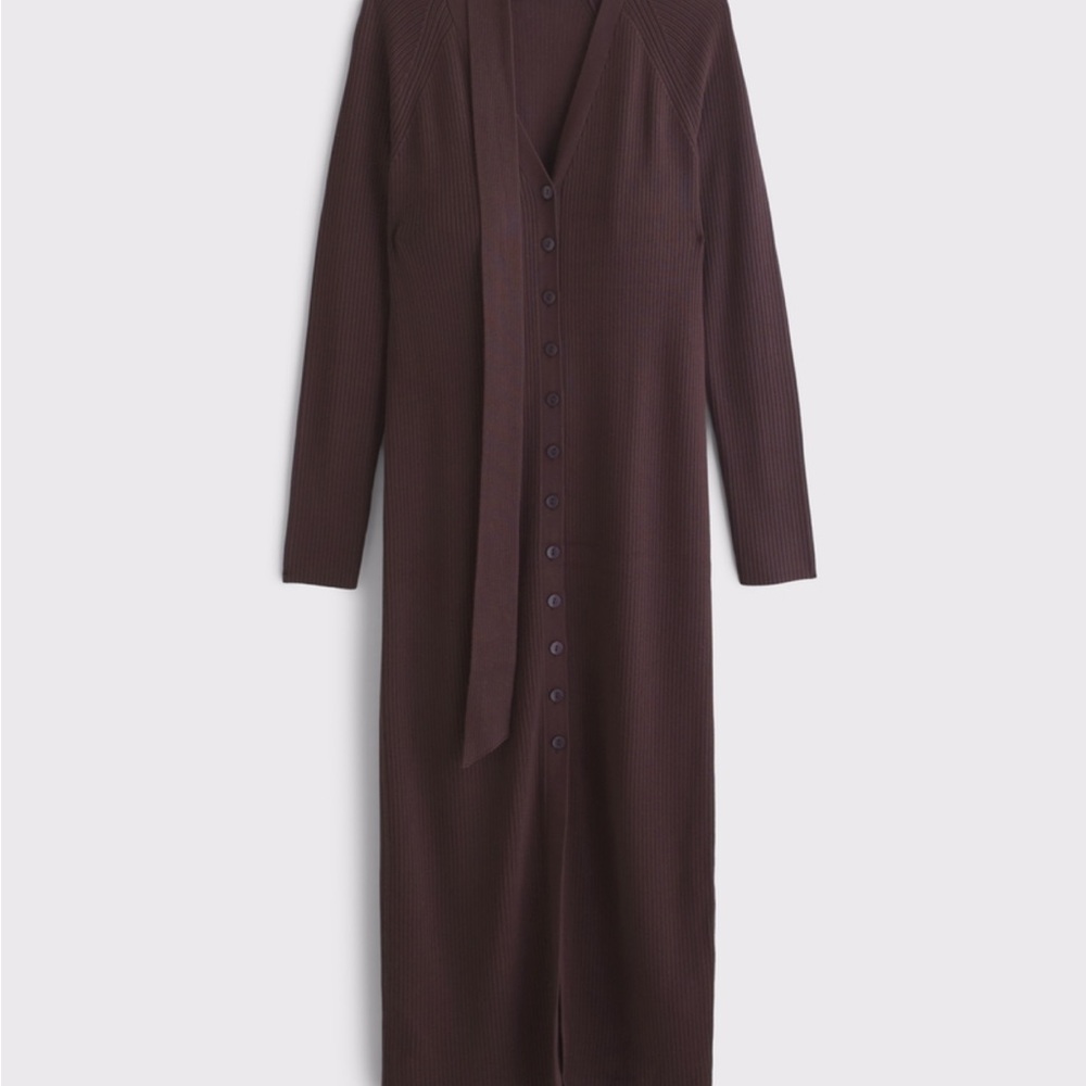 Scarf Duster Midi Sweater Dress